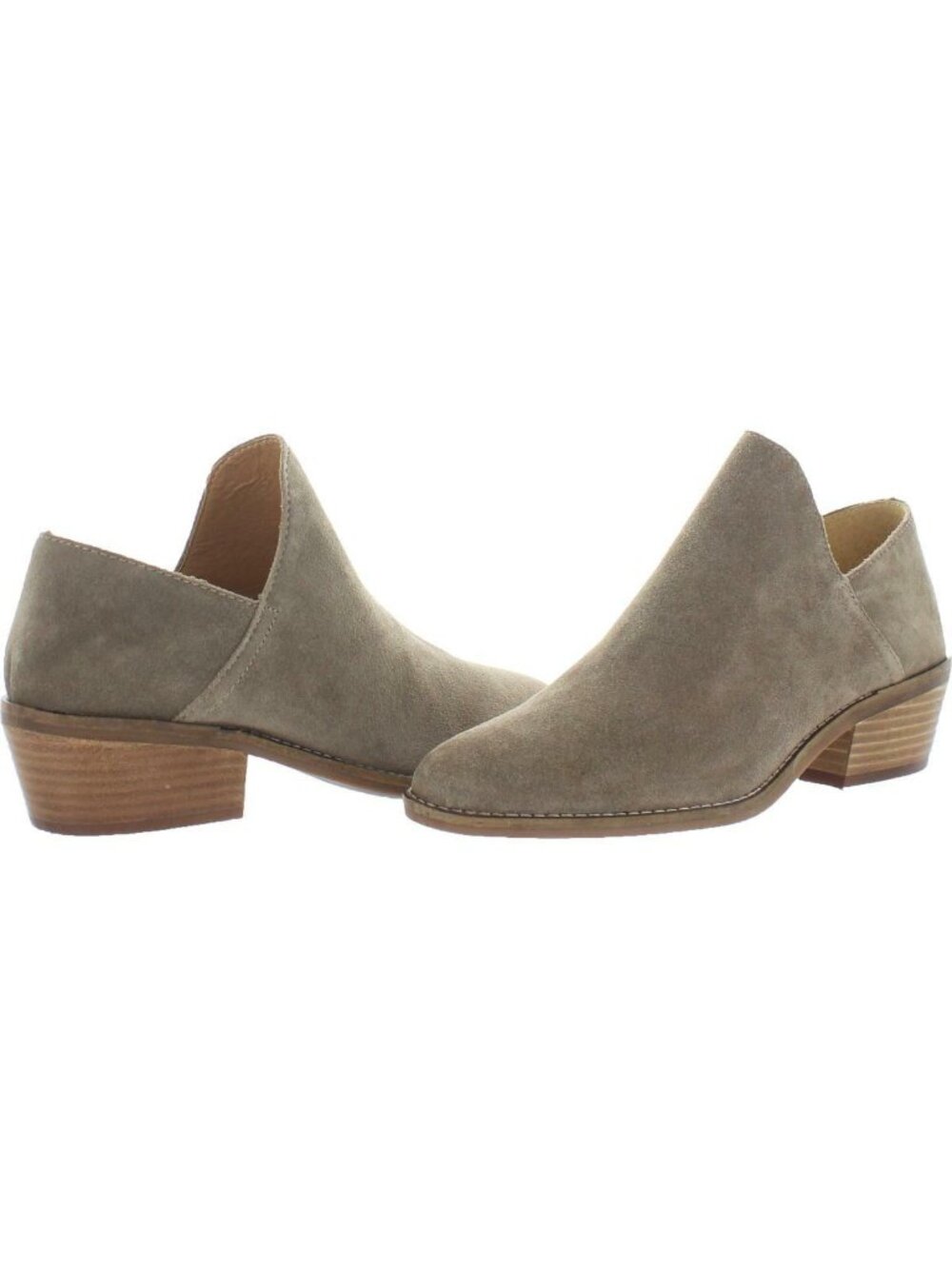 Lucky Brand 7.5M Camel Suede Western Cowgirl Glam Ankle Booties Stacked Heel